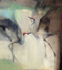 "Dance," a large 48 x 54 sandhill crane commission
